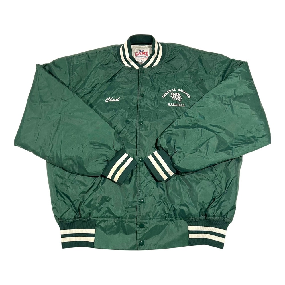 Vintage Game Sportswear Green Rams Satin Baseball Jacket XXL USA‎